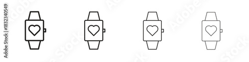 Smartwatch icons. Line with editable stroke. Multiple icons collection