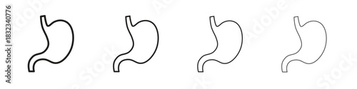 Stomach icons. Line with editable stroke. Multiple icons collection