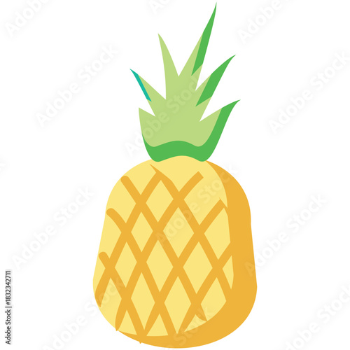 Vector pineapple. Tropical icon summer fruit isolated illustration. Nature ananas plant food cartoon on white background