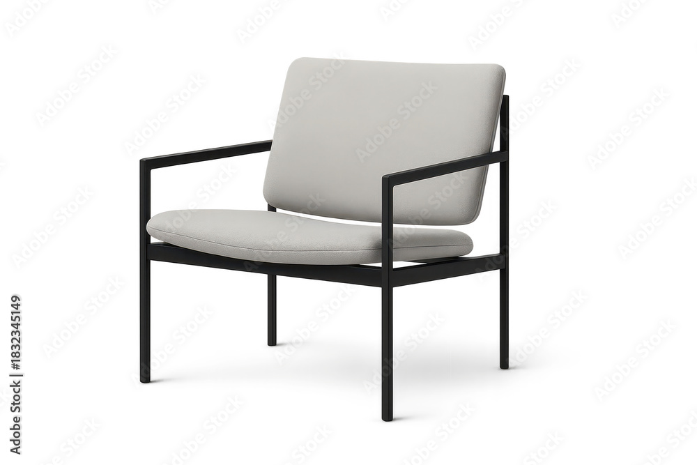 Fototapeta premium Elegant light grey armchair isolated on transparent background, modern style