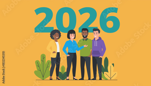 Diverse team planning for the new year 2026 Future goals and collaboration