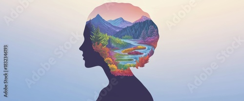 Exploring the Depths of Emotion Through a Colorful Inner Landscape and Simple Silhouette