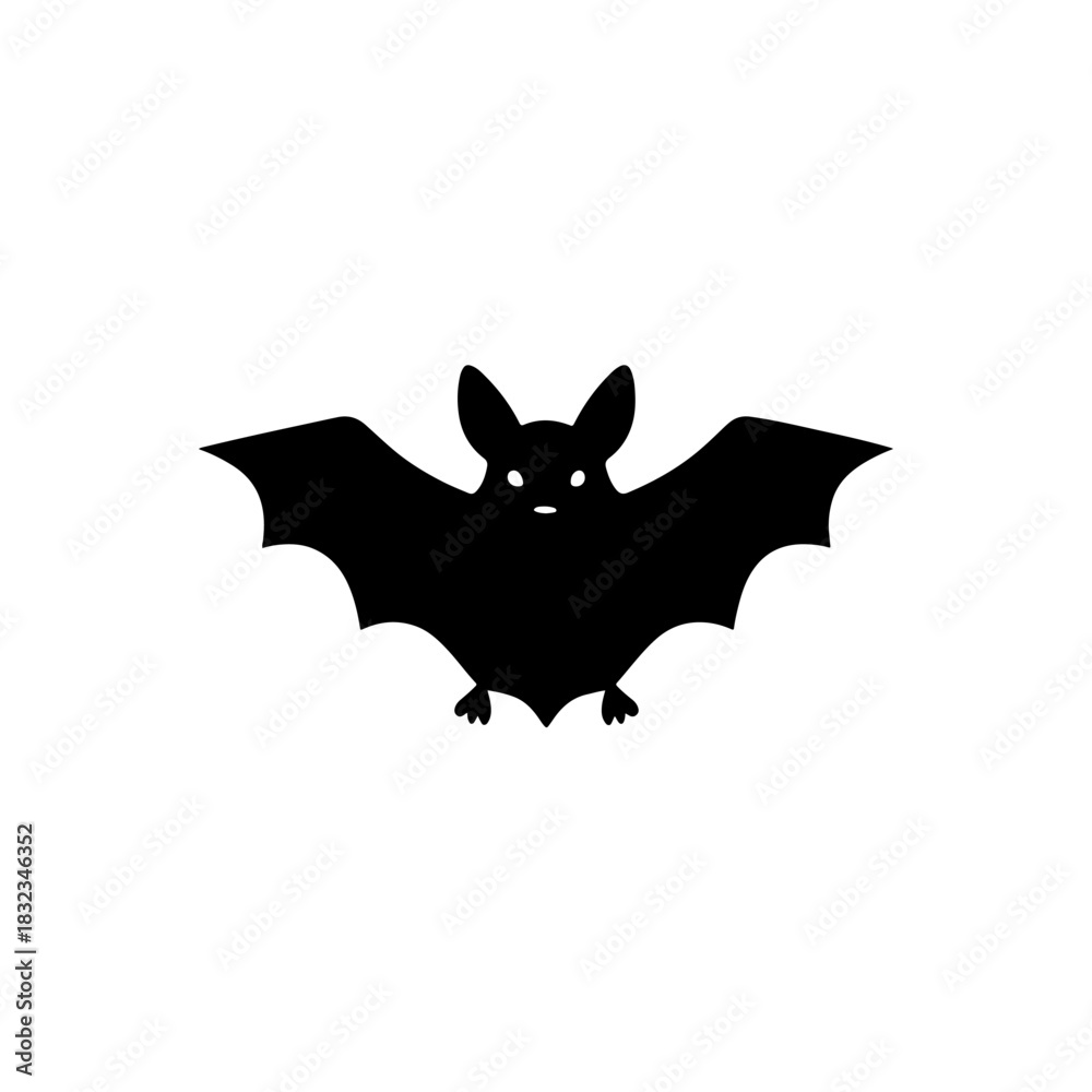 Fototapeta premium Black and white flying bat animal silhouette illustration