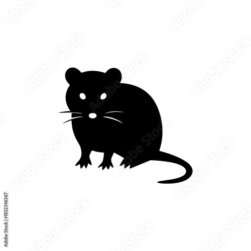 Black and white mouse animal silhouette illustration
