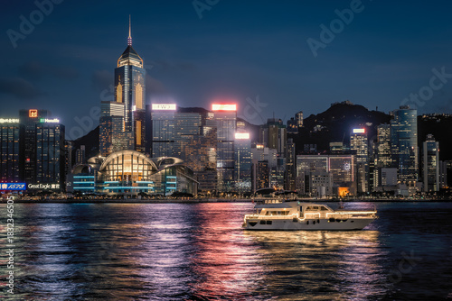 Photography Scenic, awesome night view of Victoria Harbour in front of Hong Kong's fantastic