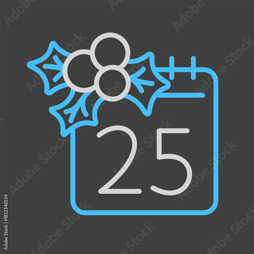 Christmas calendar with mistletoe vector icon