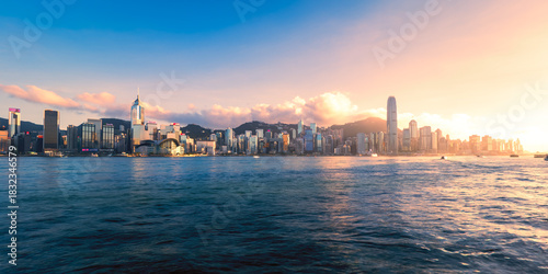 Photography Scenic, awesome view of Victoria Harbour and Hong Kong's fantastic skyline, with
