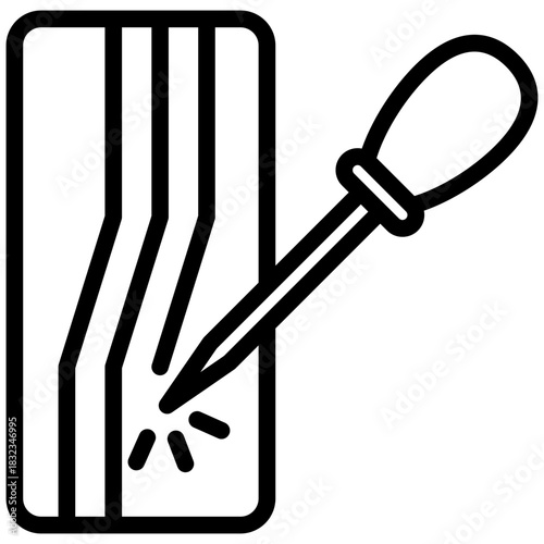 Awl Punch Black Outline Icon, Mini Illustration Relate To Carpentry, Wood Industry. Use For Modern Concept, Ui, Ux Web And App Development.