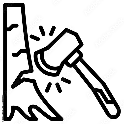 Axe Black Outline Icon, Mini Illustration Relate To Carpentry, Wood Industry. Use For Modern Concept, Ui, Ux Web And App Development.