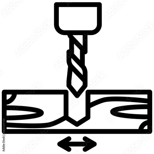 Kerf Width Black Outline Icon, Mini Illustration Relate To Carpentry, Wood Industry. Use For Modern Concept, Ui, Ux Web And App Development.