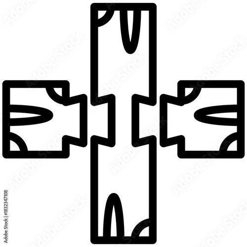 Mortise Join Black Outline Icon, Mini Illustration Relate To Carpentry, Wood Industry. Use For Modern Concept, Ui, Ux Web And App Development.