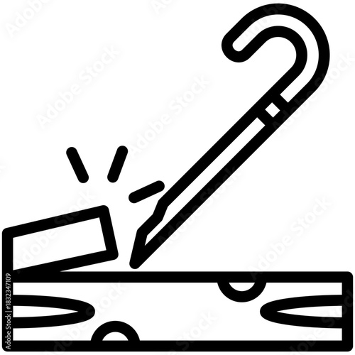 Pry Bar Black Outline Icon, Mini Illustration Relate To Carpentry, Wood Industry. Use For Modern Concept, Ui, Ux Web And App Development.