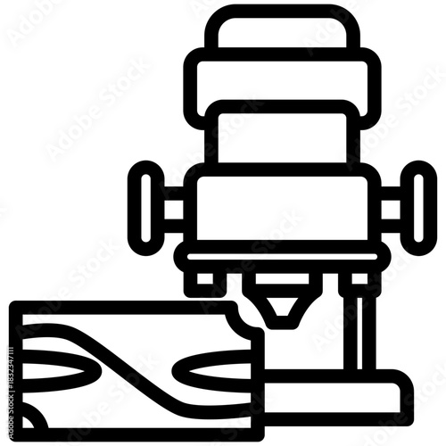 Wood Router Black Outline Icon, Mini Illustration Relate To Carpentry, Wood Industry. Use For Modern Concept, Ui, Ux Web And App Development.