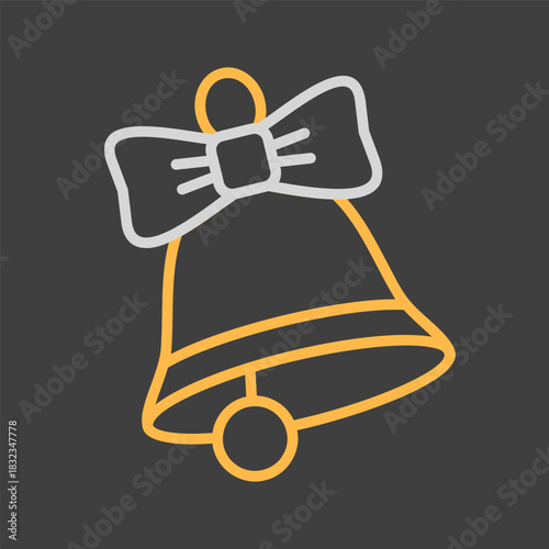 Christmas bell with ribbon and bow vector icon