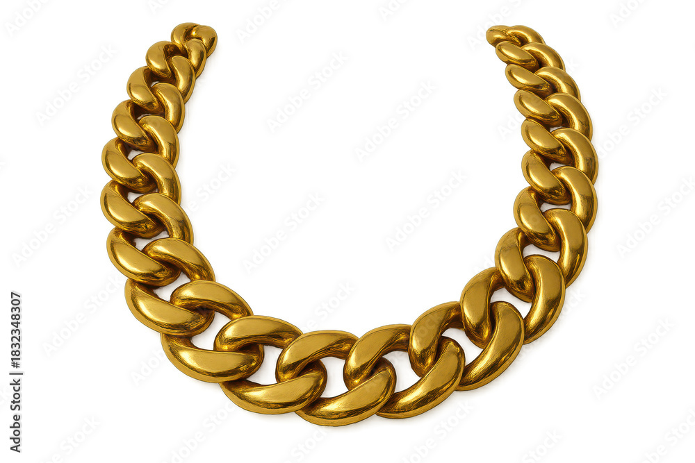 Obraz premium Heavy golden chain isolated on a transparent background, luxury and wealth