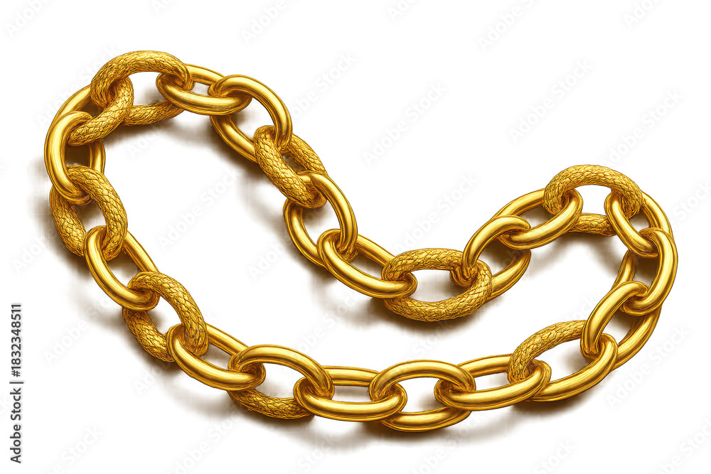 Fototapeta premium Elegant golden chain isolated on transparent background, shiny jewelry design