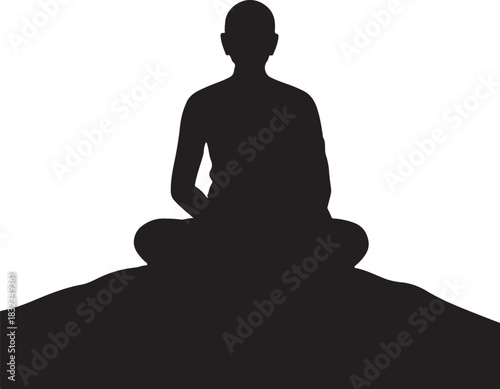 Meditating person silhouette cross-legged yoga pose tranquility zen