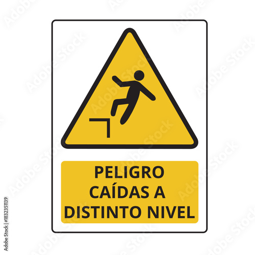 Peligro caidas a distinto nivel sign (trad. danger of falls from different levels)
