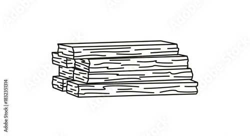 Simple line art illustration of a stacked firewood pile.