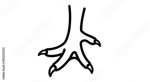 Simple black outline drawing of a bird's claw, isolated on white background.