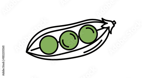 Fresh Pea Pod with Three Peas Icon