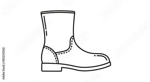 Black outline drawing of a classic rain boot icon.