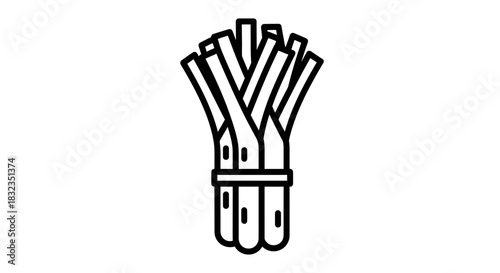 Green Onion Bundle Line Art Icon