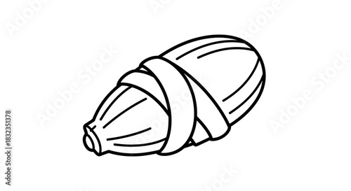 Simple line art of an ear of corn with husks.