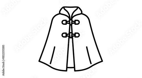 Minimalist hooded cape outline icon.