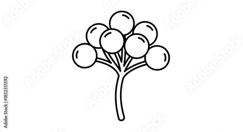 Simple berry cluster line art icon