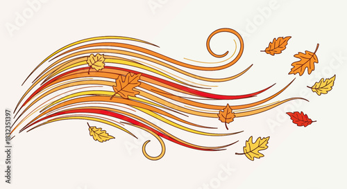 Autumn leaves falling in the wind, a seasonal vector illustration.
