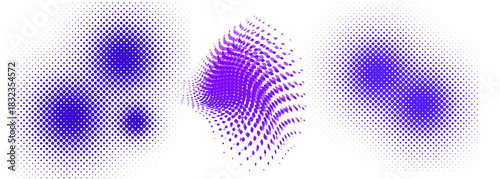 Conjunto de fondos abstractos de trama de semitonos con puntos y cuadrados
