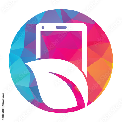 Nature phone vector logo template.