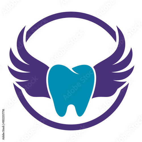 Dental Wings Logo Icon Design. Dentist Tooth with Wings vector illustration