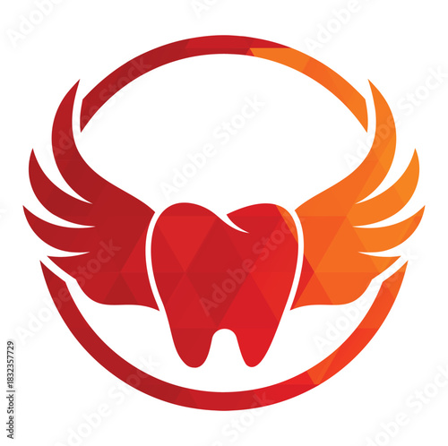 Dental Wings Logo Icon Design. Dentist Tooth with Wings vector illustration