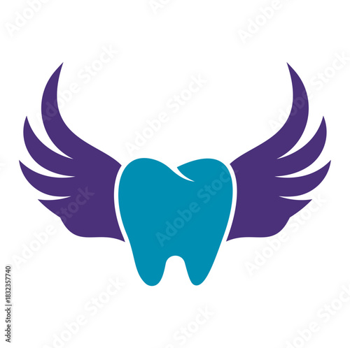 Dental Wings Logo Icon Design. Dentist Tooth with Wings vector illustration
