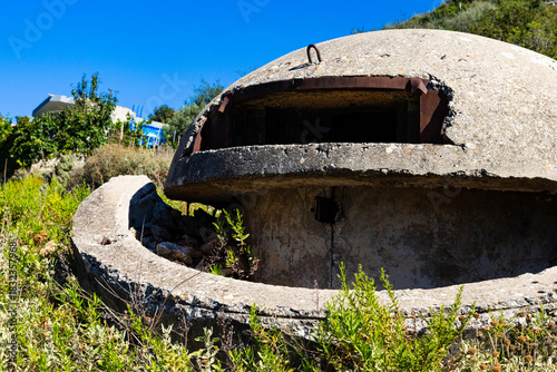 Concrete military bunker, one of hundreds of thousands ones across Albania built during the rule of Enver Hoxha during the Cold War in 1967-1986