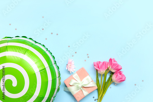 Balloons with gift box and ...