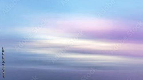 Softly blurred pastel sky featuring horizontal streaks of blue, purple, and white, creating a serene, dreamy, and abstract gradient.
