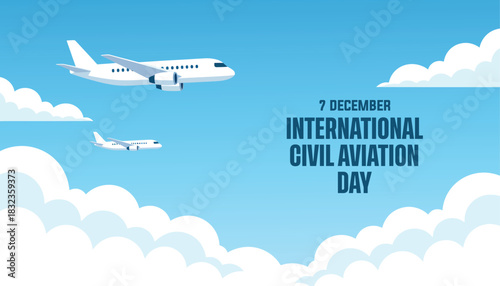 Celebrate International Civil Aviation Day with planes soaring through blue skies