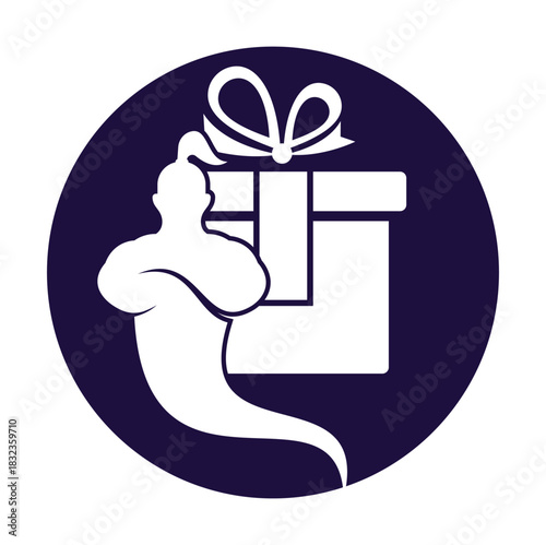 Genie gift box logo design icon vector. Genie bow logo illustration.