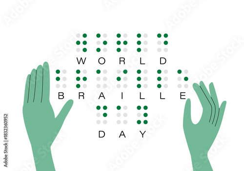 Braille reading. World Braille Day Vector Design