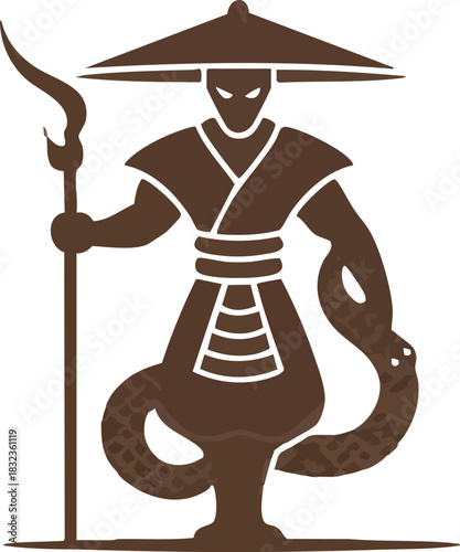 Mythical Warrior with Snake Tail Silhouette