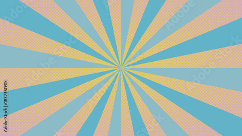 A design featuring light blue concentric lines on a background of gradient dots