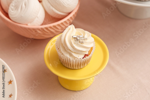 Dessert stand with tasty wh...