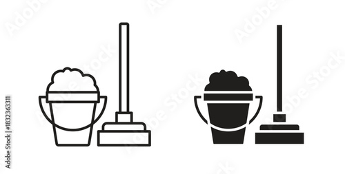 Mop cleaning icon isolated vector Illustration. Vector pictogram for web and app