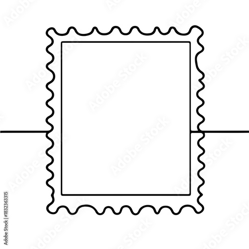Postage stamp outline single line illustration