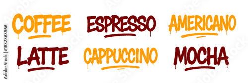 Coffee Drink Names in Graffiti Style for Cafe and Beverage Branding