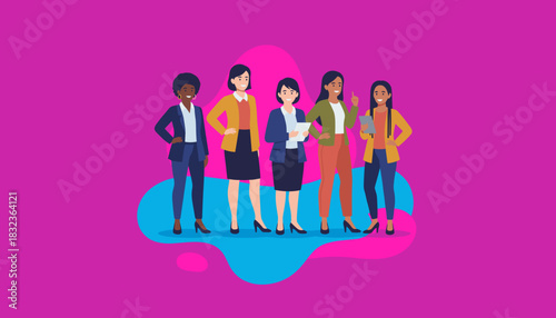 Diverse professional women team standing together illustrating business leadership and collaboration