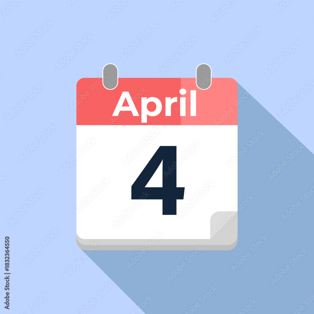 Fototapeta premium April 4 Vector Calendar Modern flat color vector calendar with date